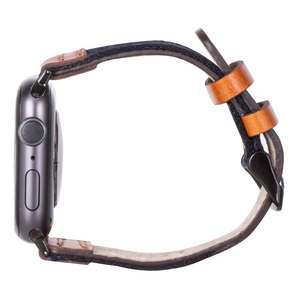 Black Denim & Brown Leather Sport Apple Watch Band