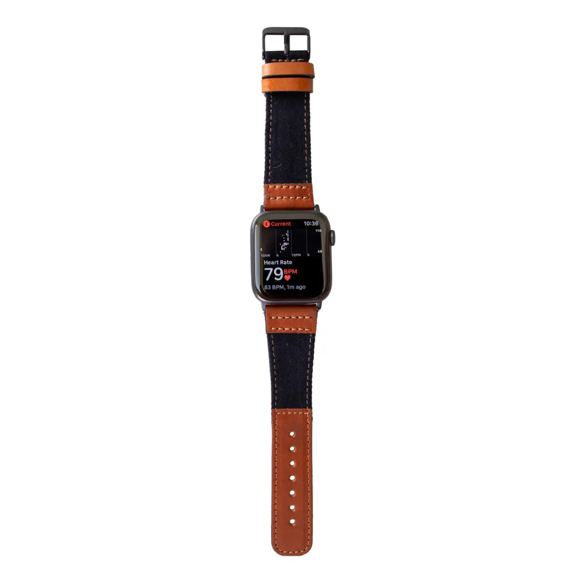 Black Denim & Brown Leather Sport Apple Watch Band