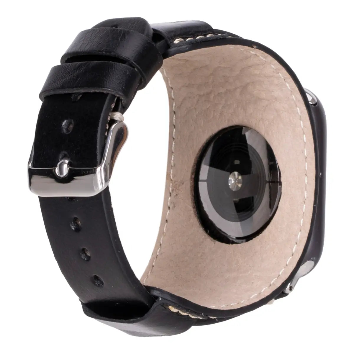 Black Leather Cuff Apple Watch Band