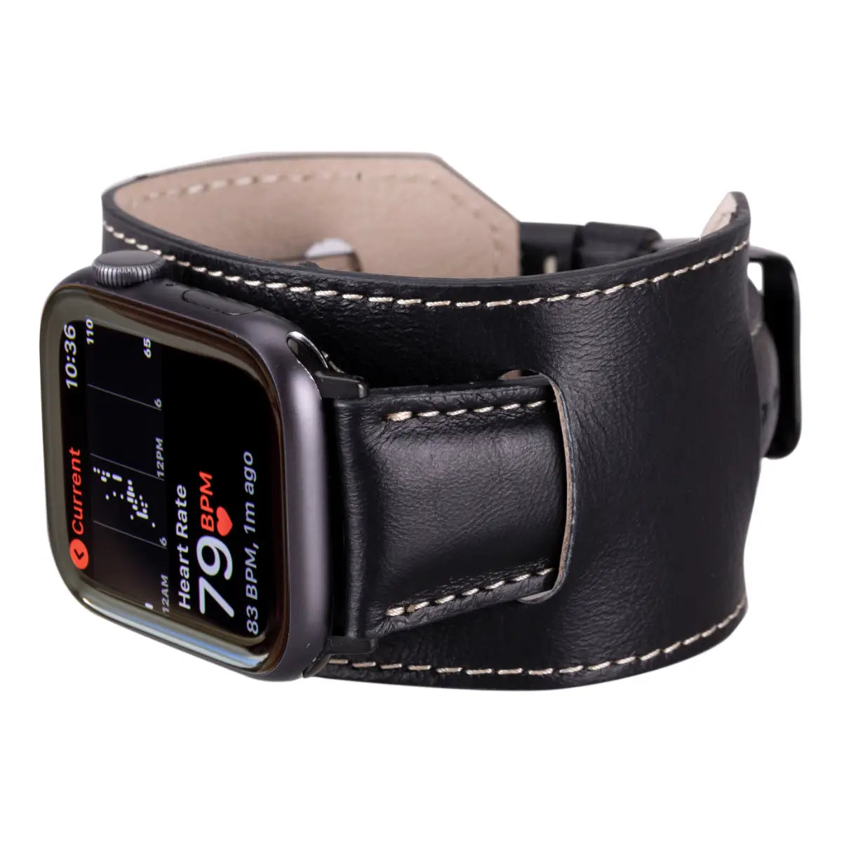 Black Leather Cuff Apple Watch Band