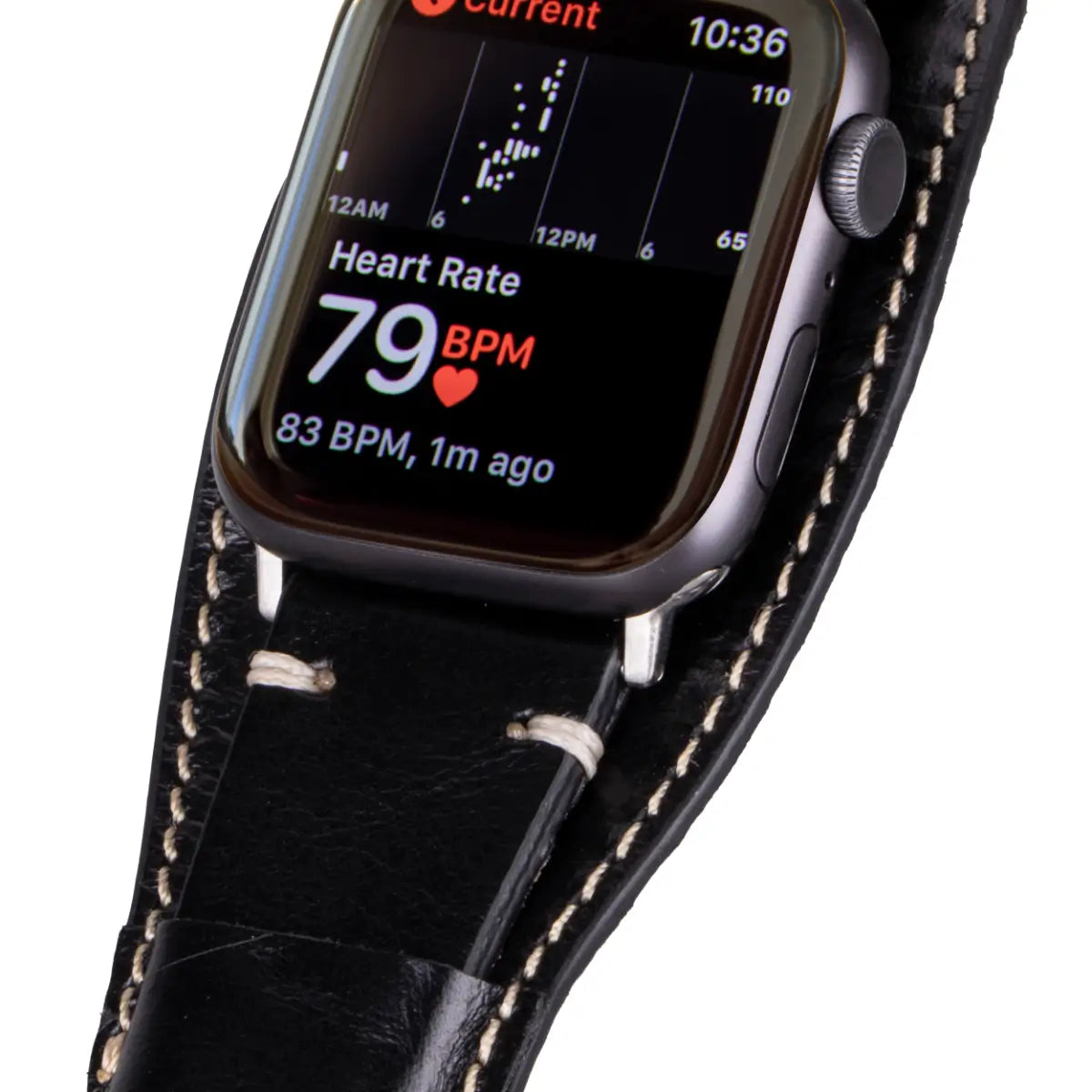 Black Leather Cuff Apple Watch Band