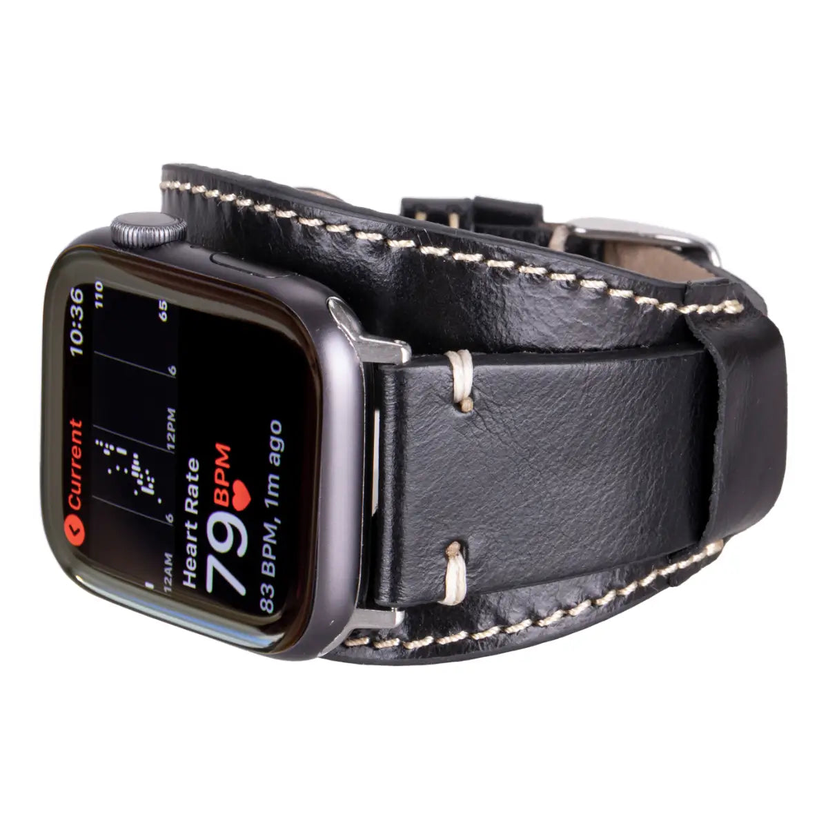 Black Leather Cuff Apple Watch Band