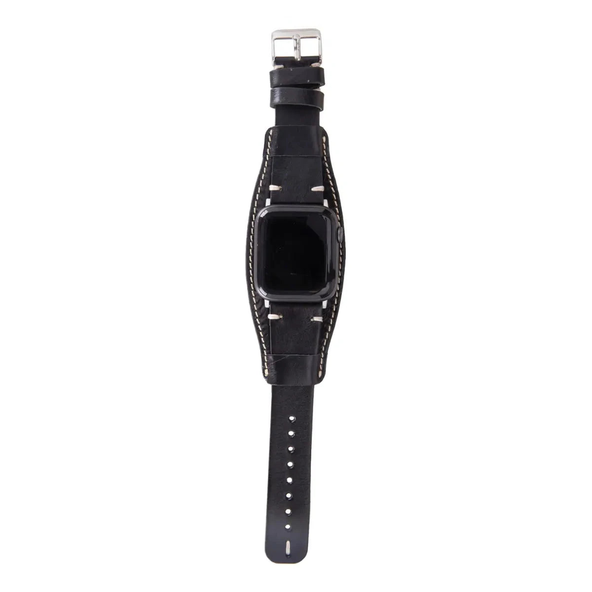Black Leather Cuff Apple Watch Band