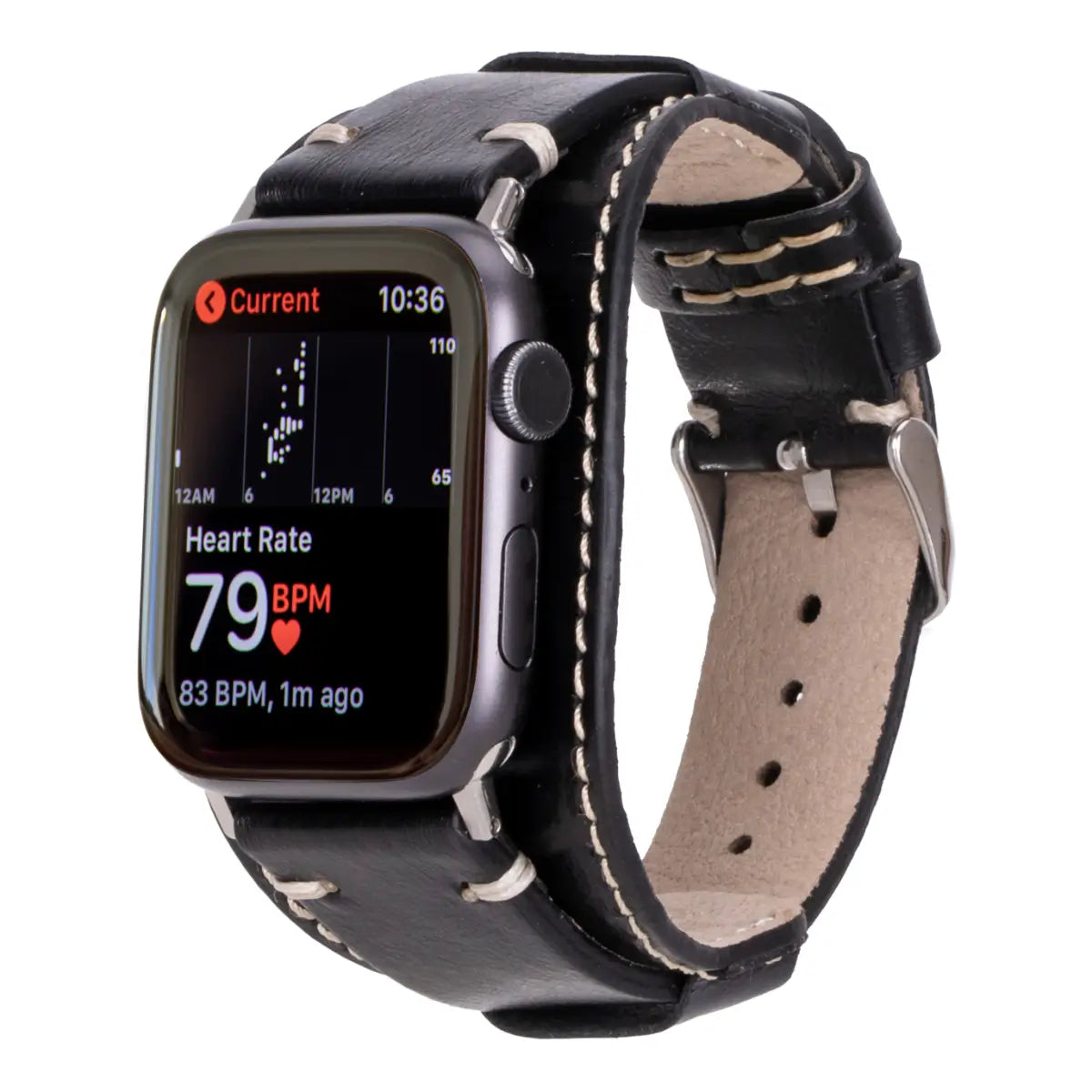 Black Leather Cuff Apple Watch Band