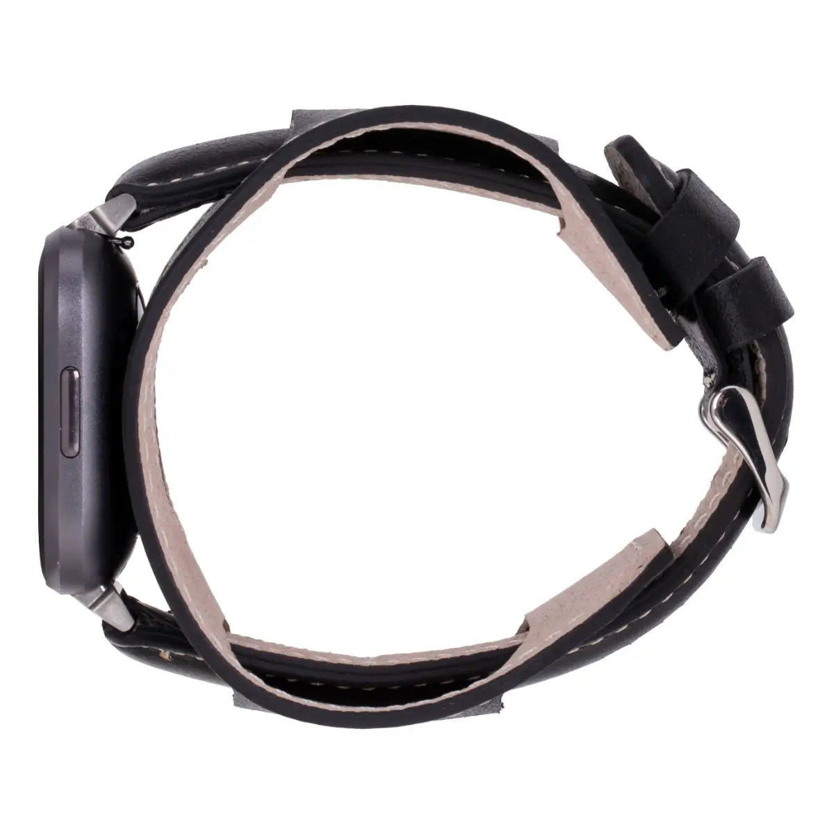 Black Leather Cuff Fitbit Watch Band