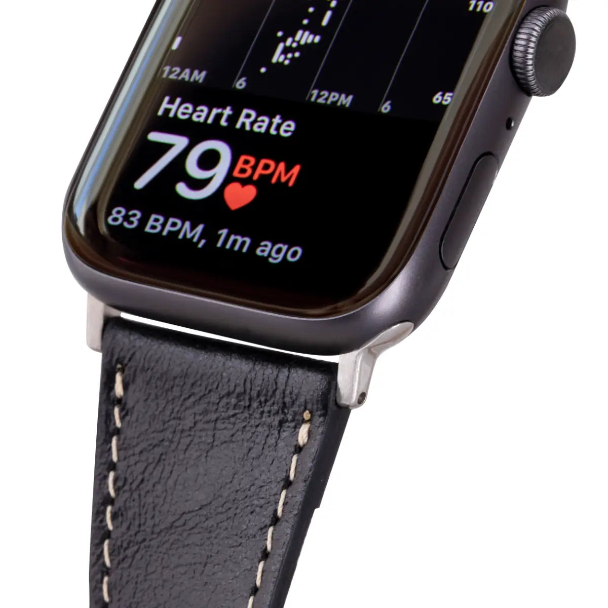 Black Leather Double Tour Apple Watch Band