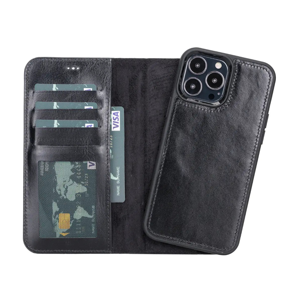 Black Leather Magnetic Case for iPhone 13 Pro Max