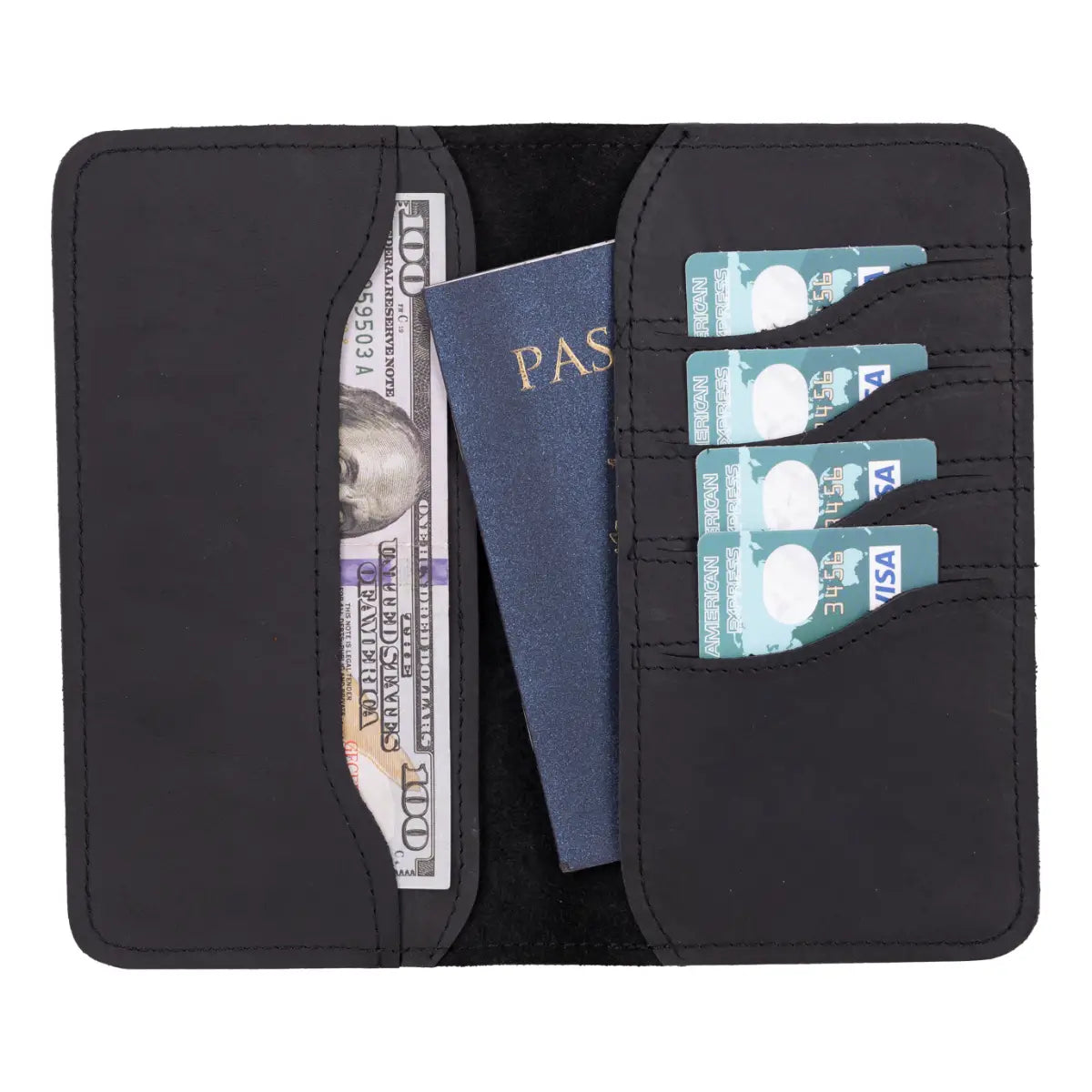 Black Leather Passport Holder