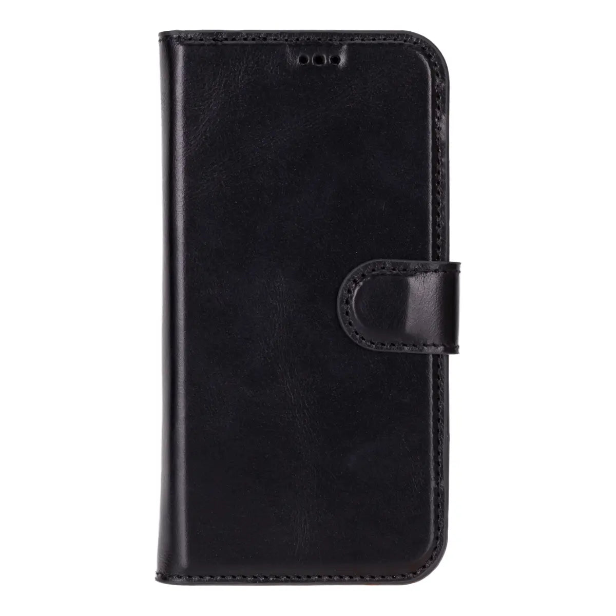 Black Leather Prestige Wallet Case for iPhone 16 Pro