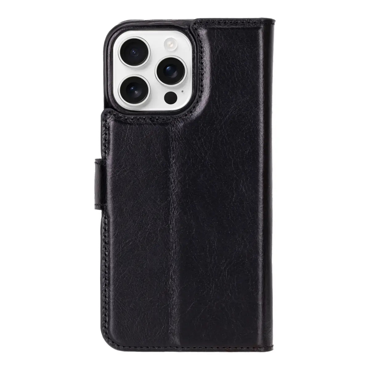Black Leather Prestige Wallet Case for iPhone 16 Pro Max