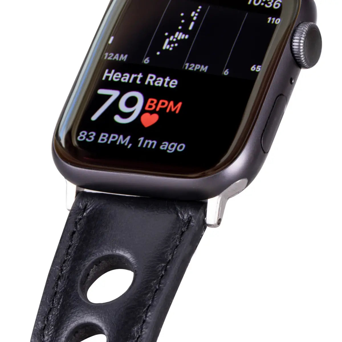Black Leather Rally Apple Watch Band