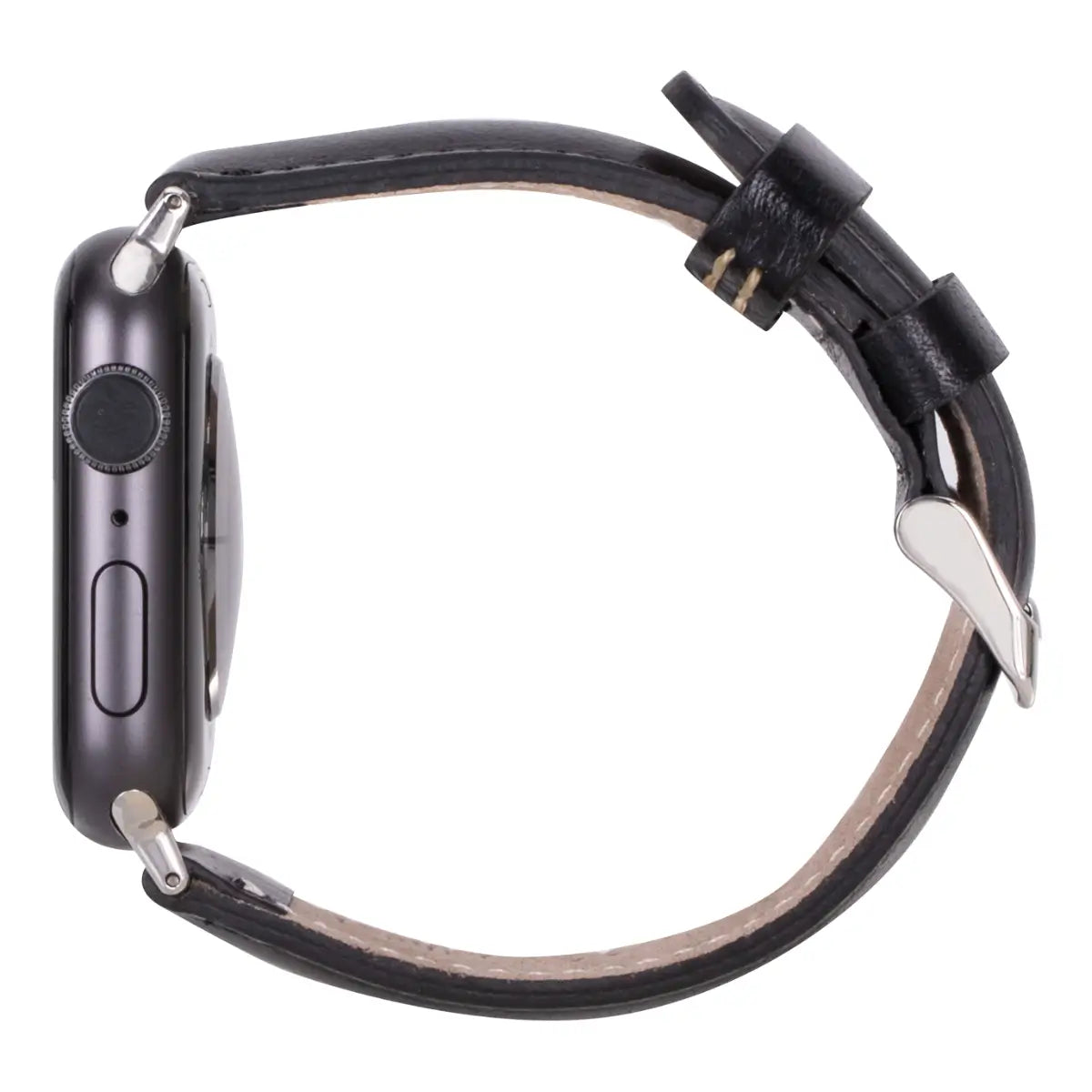Black Leather Rally Apple Watch Band