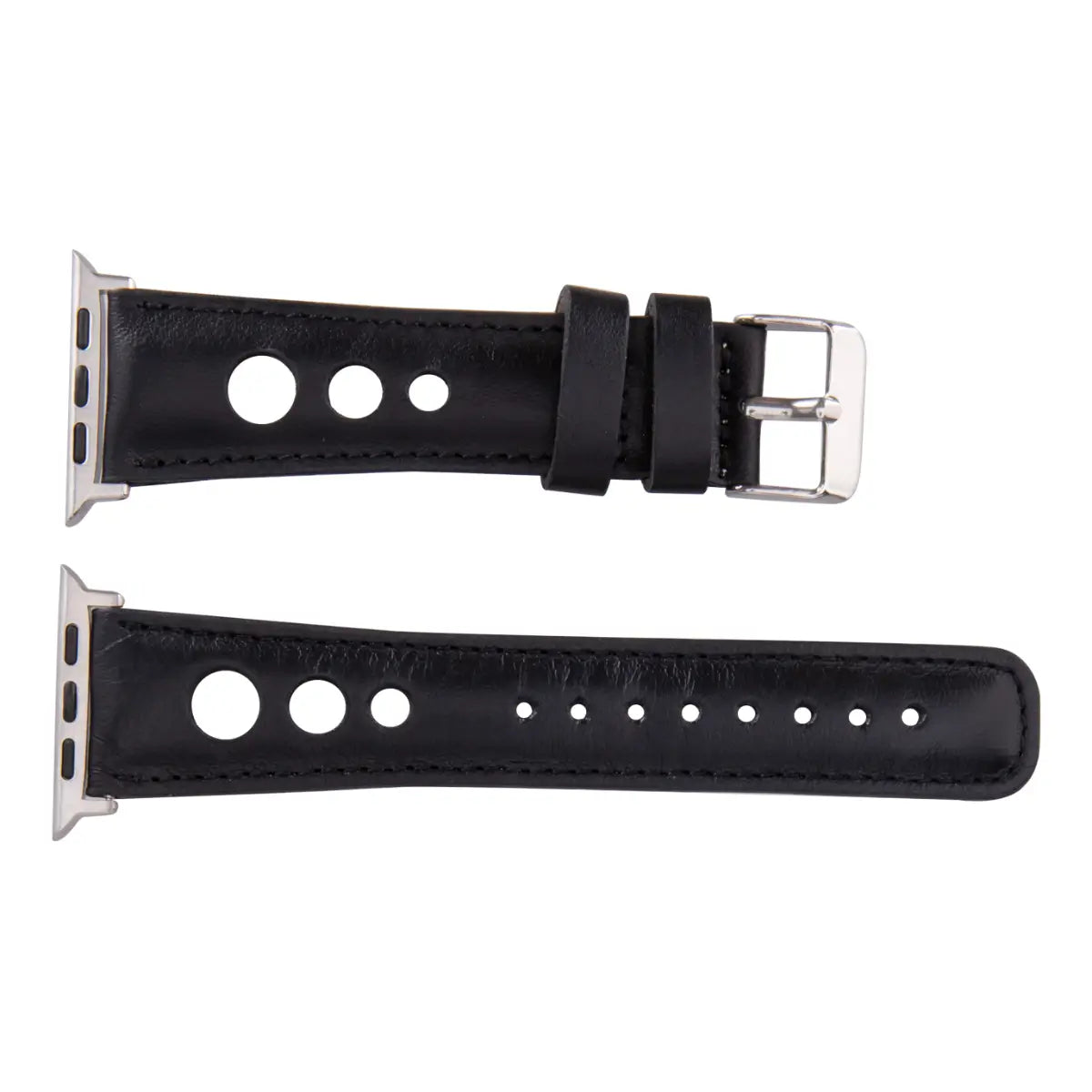 Black Leather Rally Apple Watch Band