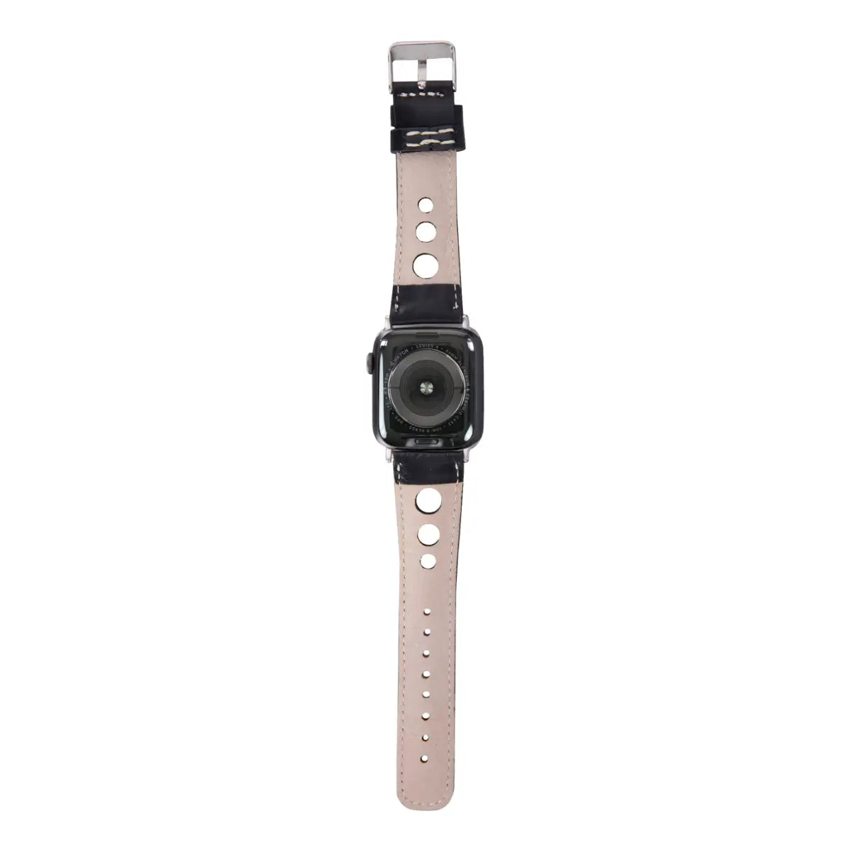 Black Leather Rally Apple Watch Band