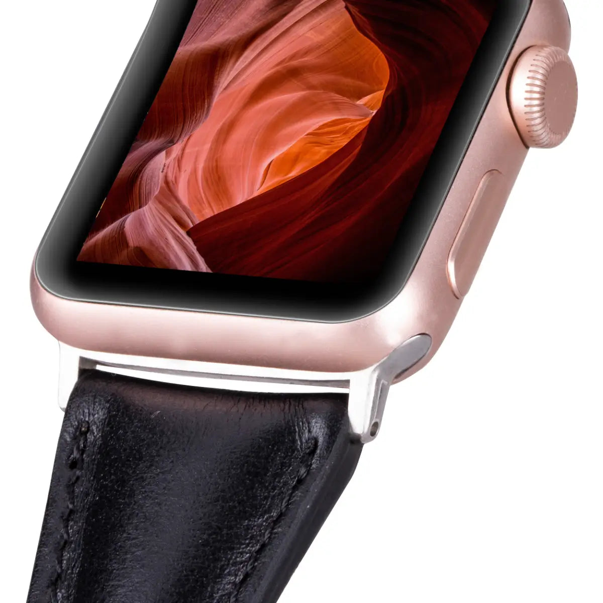 Black Leather Slim Apple Watch Band