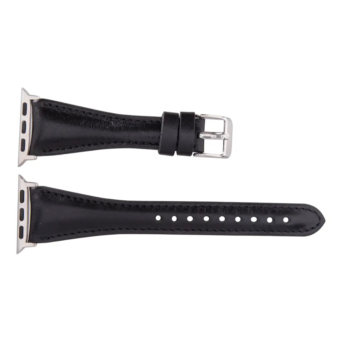 Black Leather Slim Apple Watch Band