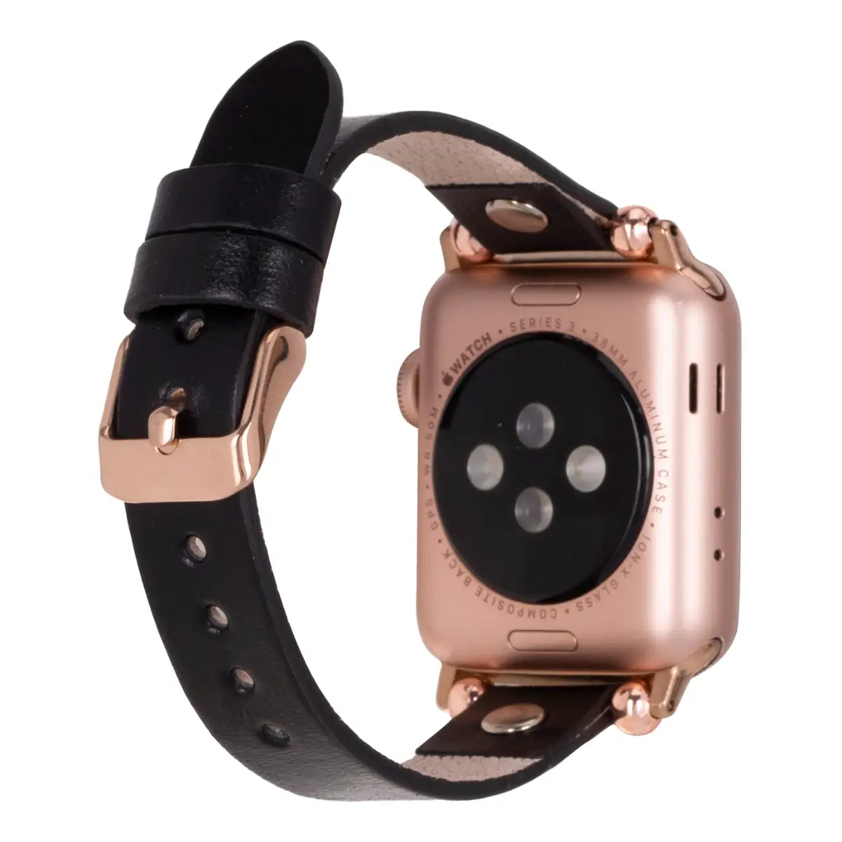 Black Leather Ultra Slim Apple Watch Band