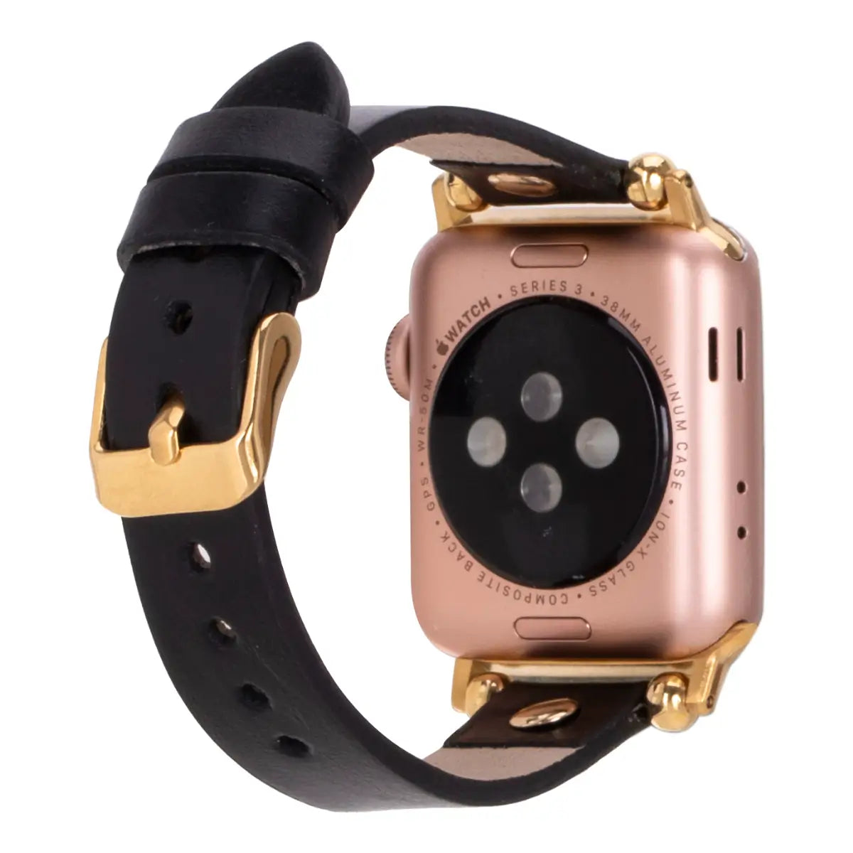 Black Leather Ultra Slim Apple Watch Band