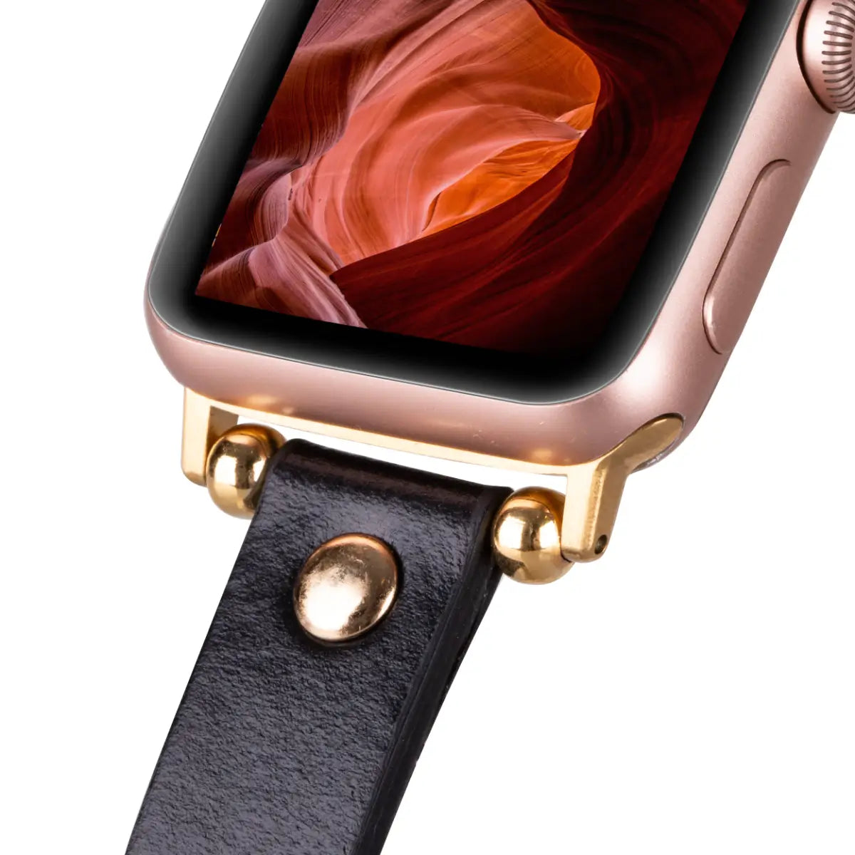 Black Leather Ultra Slim Apple Watch Band