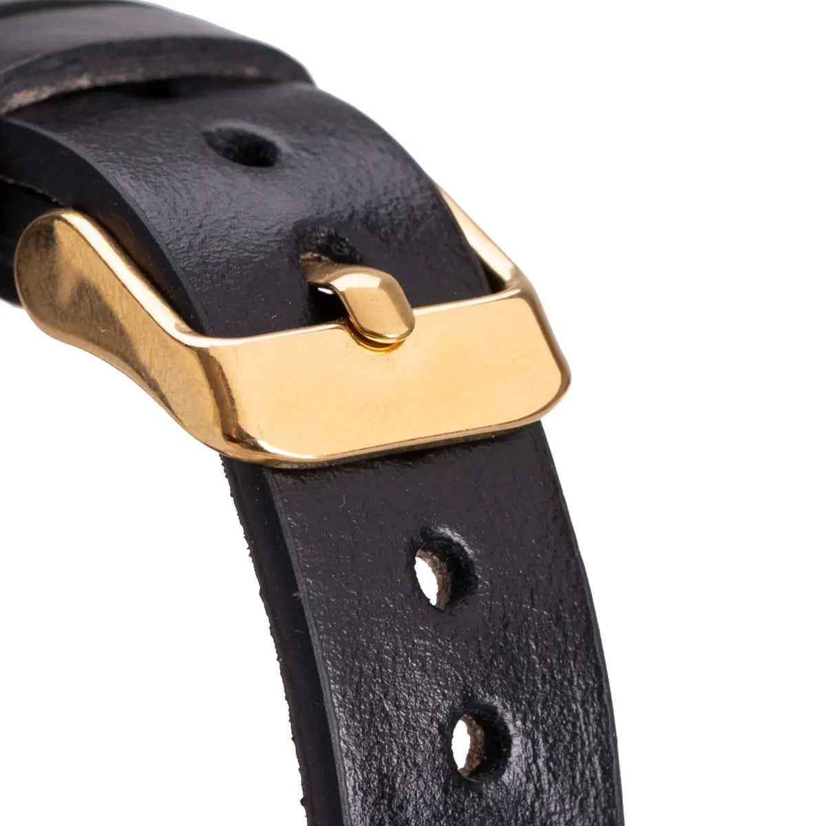 Black Leather Ultra Slim Apple Watch Band