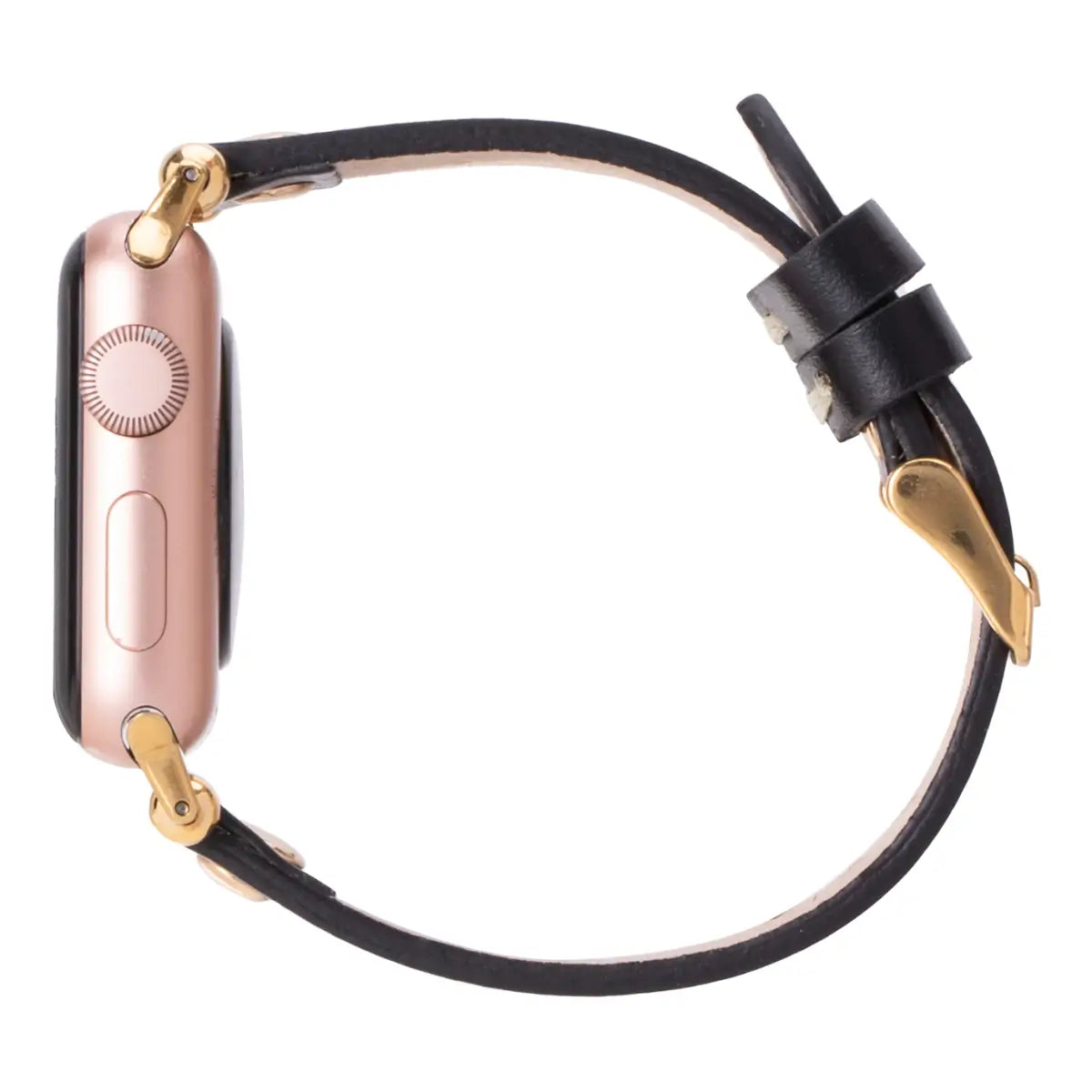 Black Leather Ultra Slim Apple Watch Band