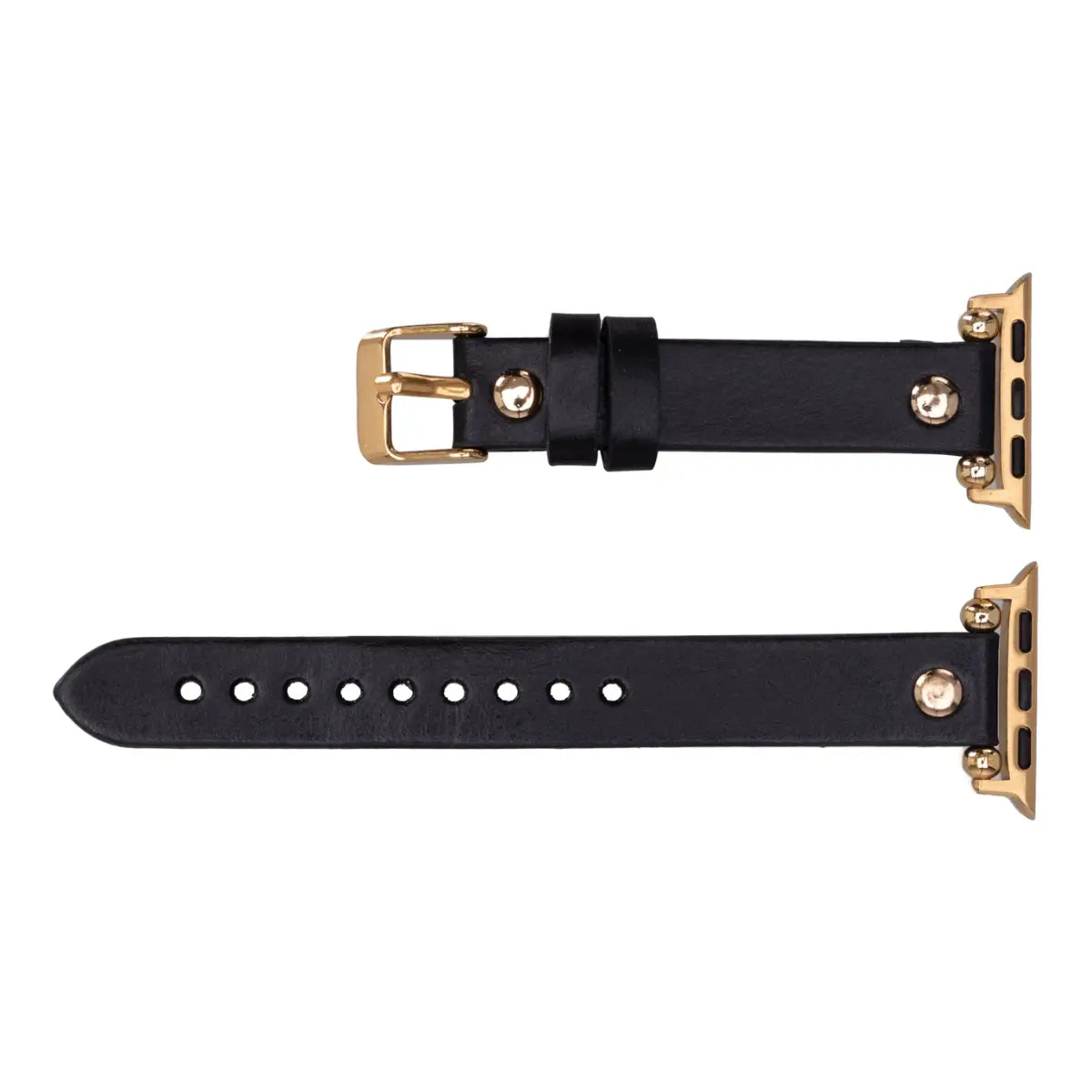 Black Leather Ultra Slim Apple Watch Band