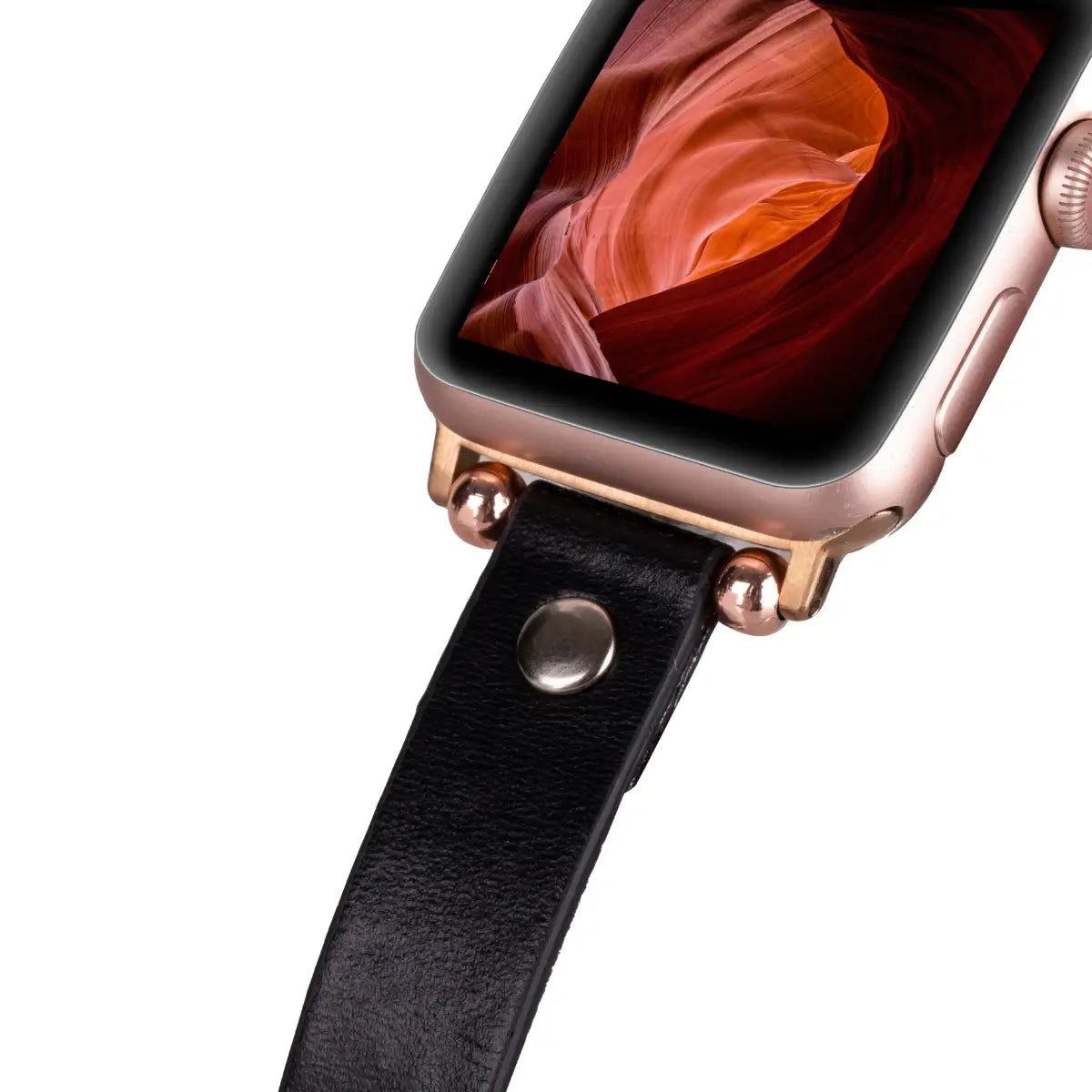 Black Leather Ultra Slim Apple Watch Band