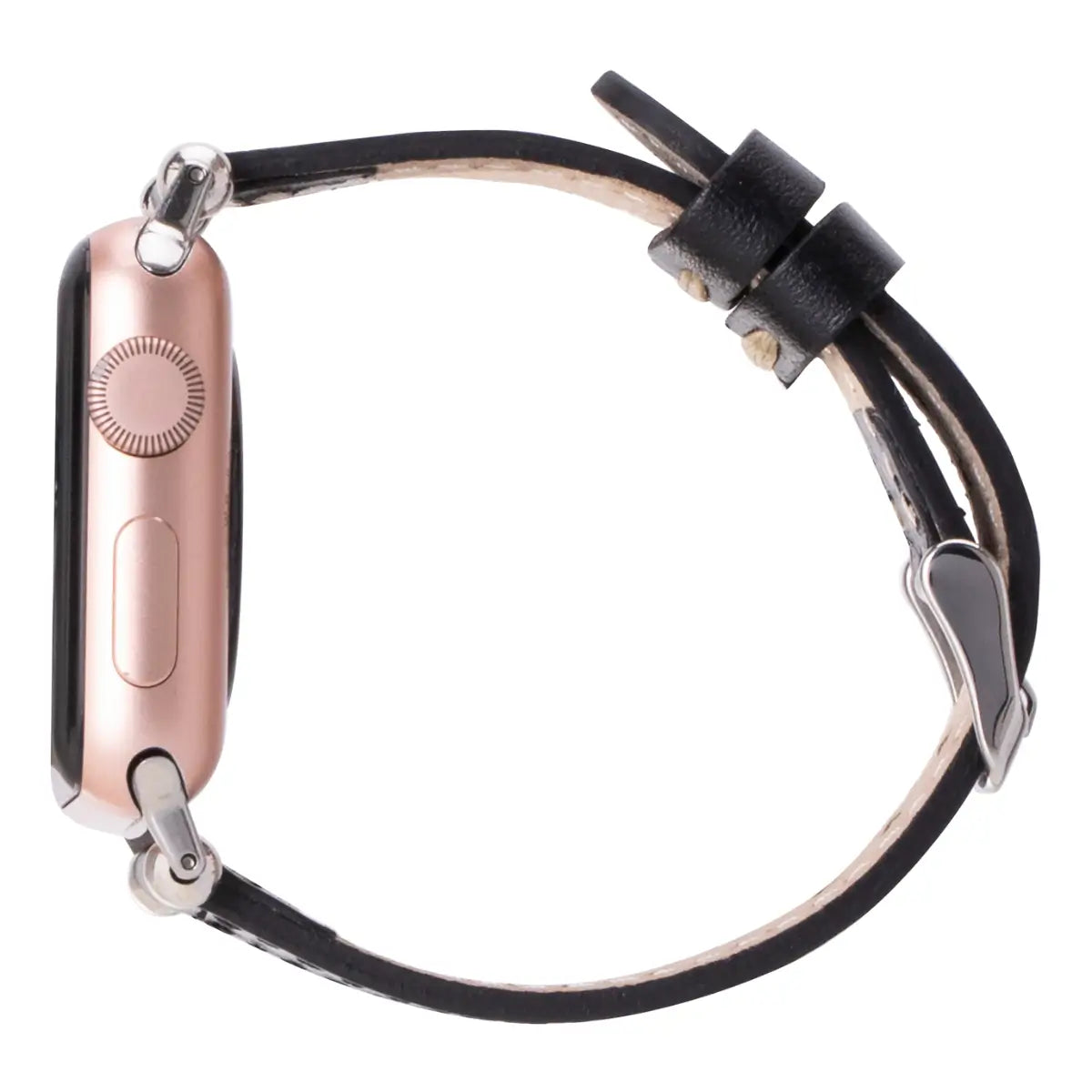 Black Leather Ultra Slim Apple Watch Band