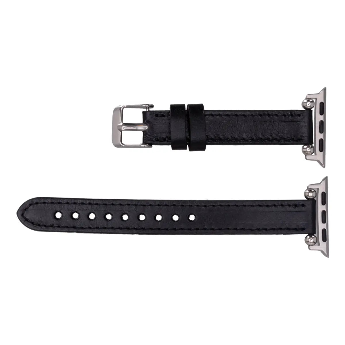 Black Leather Ultra Slim Apple Watch Band