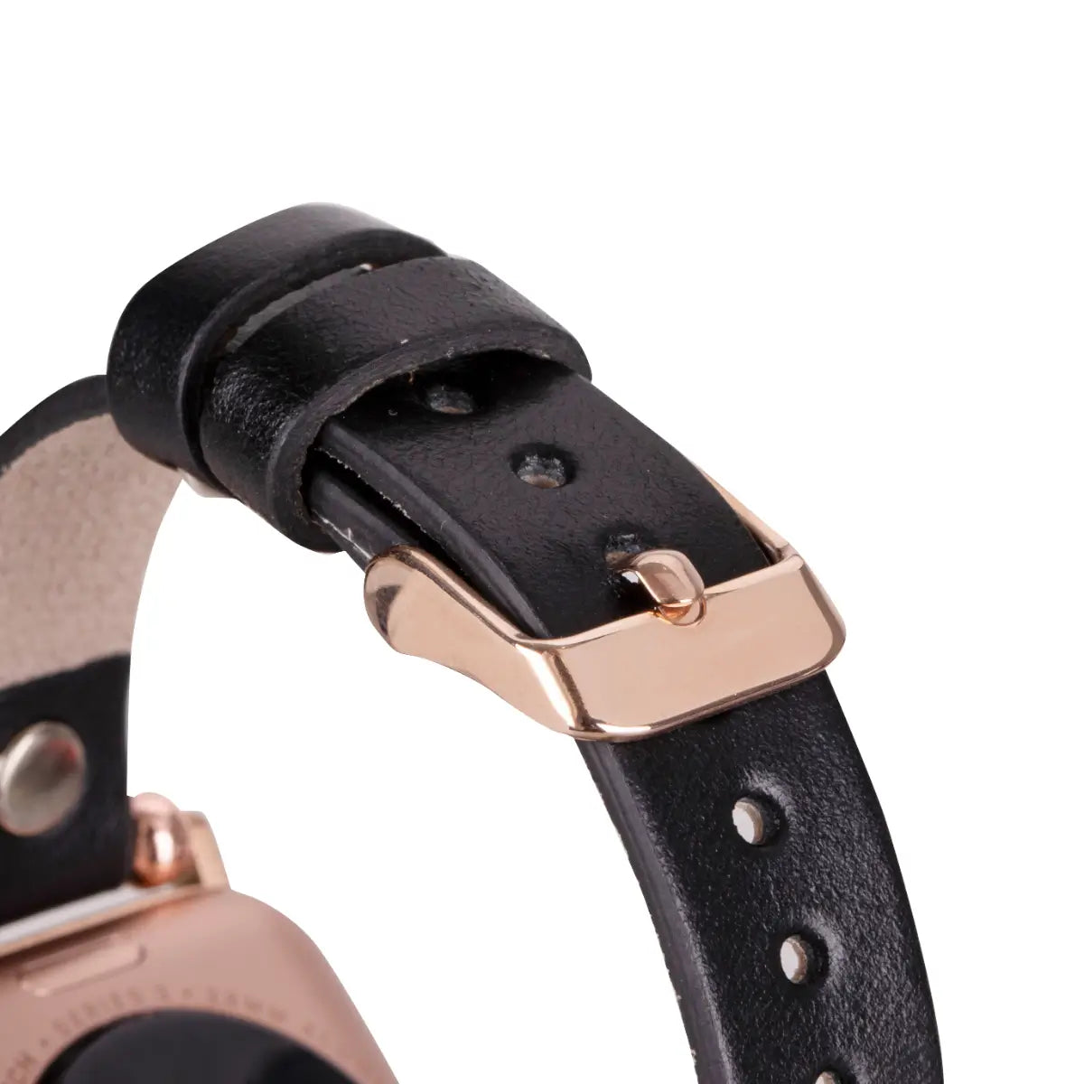 Black Leather Ultra Slim Apple Watch Band