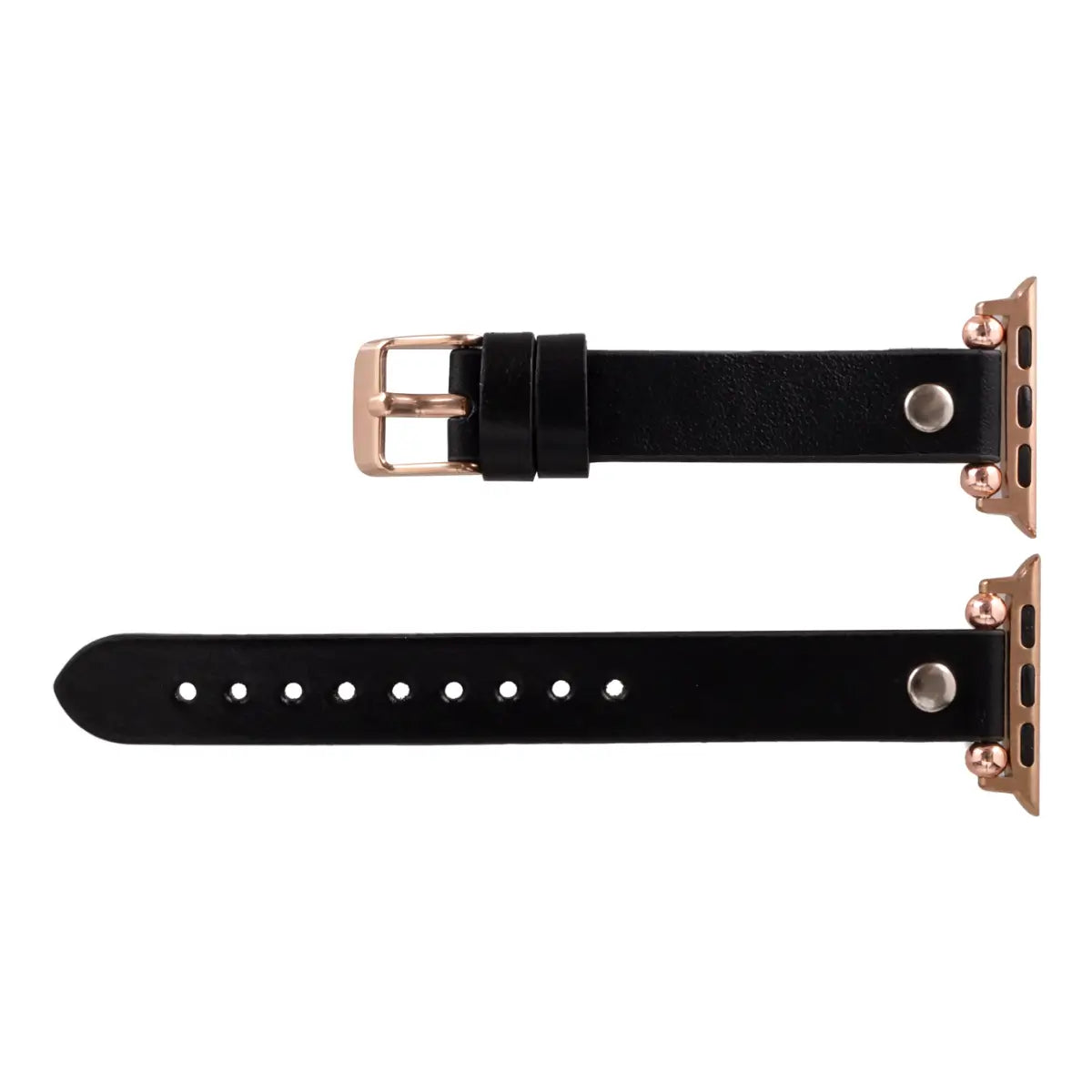 Black Leather Ultra Slim Apple Watch Band