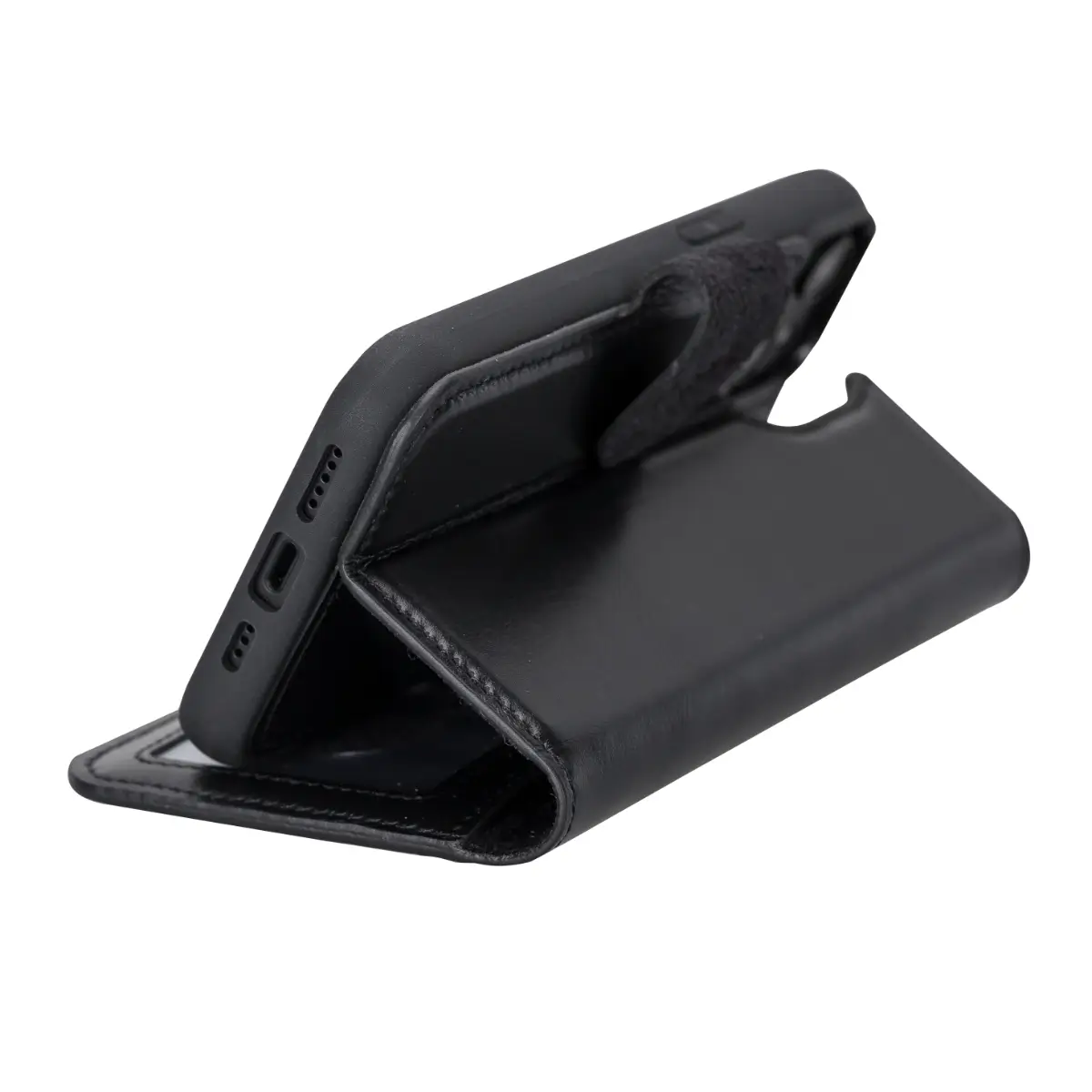 Black Leather Wallet Case for iPhone 14