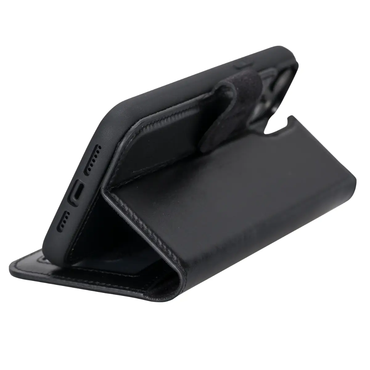 Black Leather Wallet Case for iPhone 14 Plus
