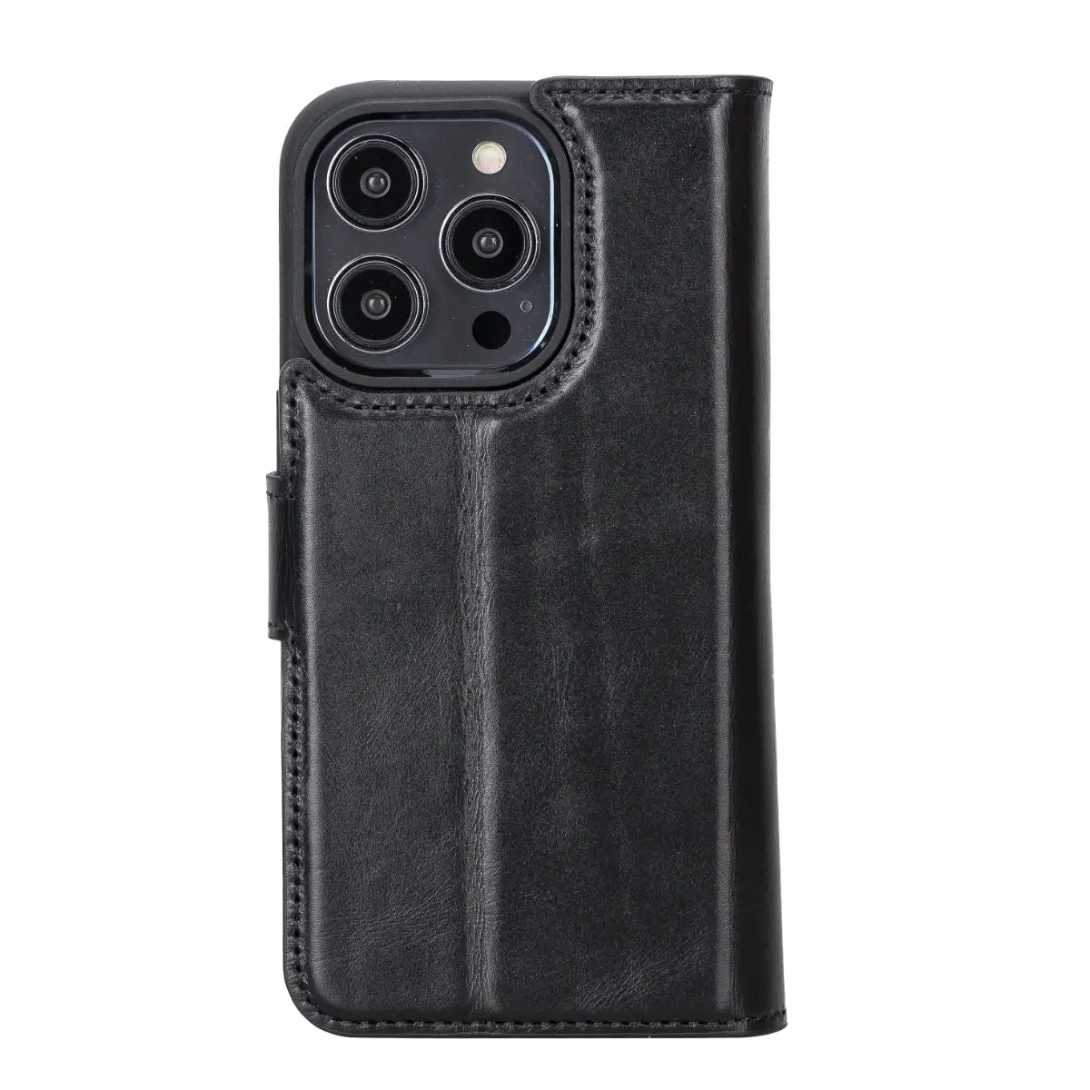 Black Leather Wallet Case for iPhone 14 Pro