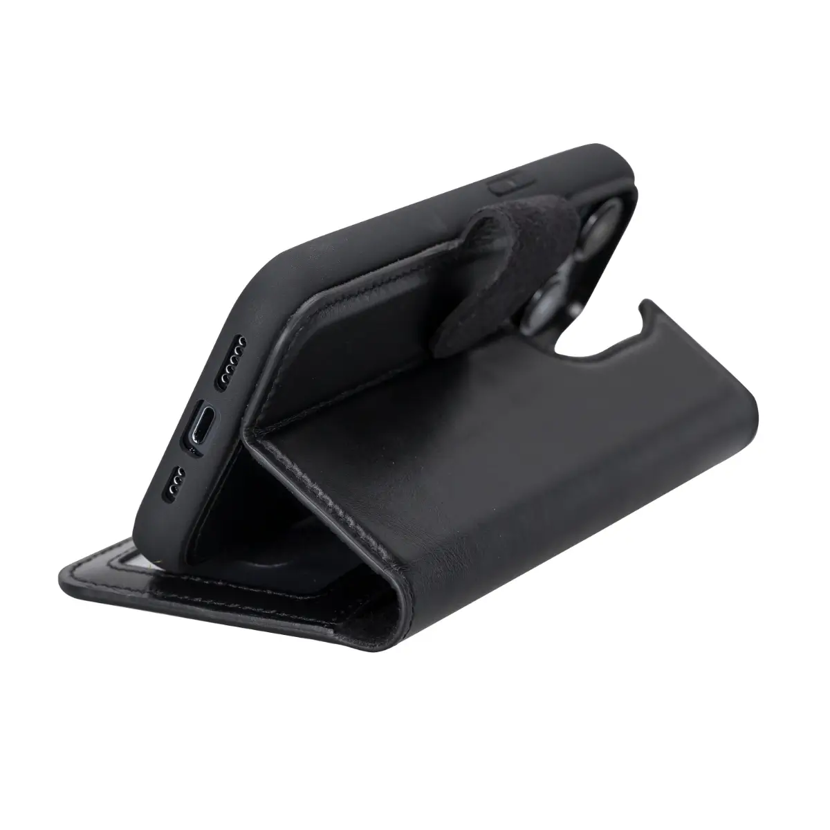 Black Leather Wallet Case for iPhone 14 Pro