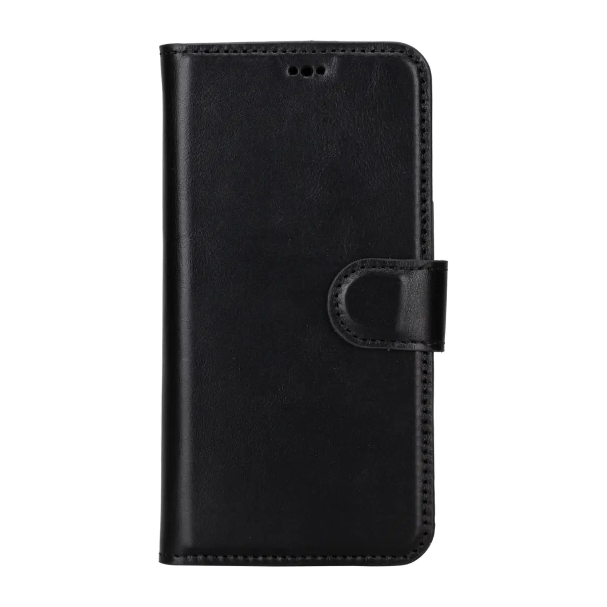 Black Leather Wallet Case for iPhone 15