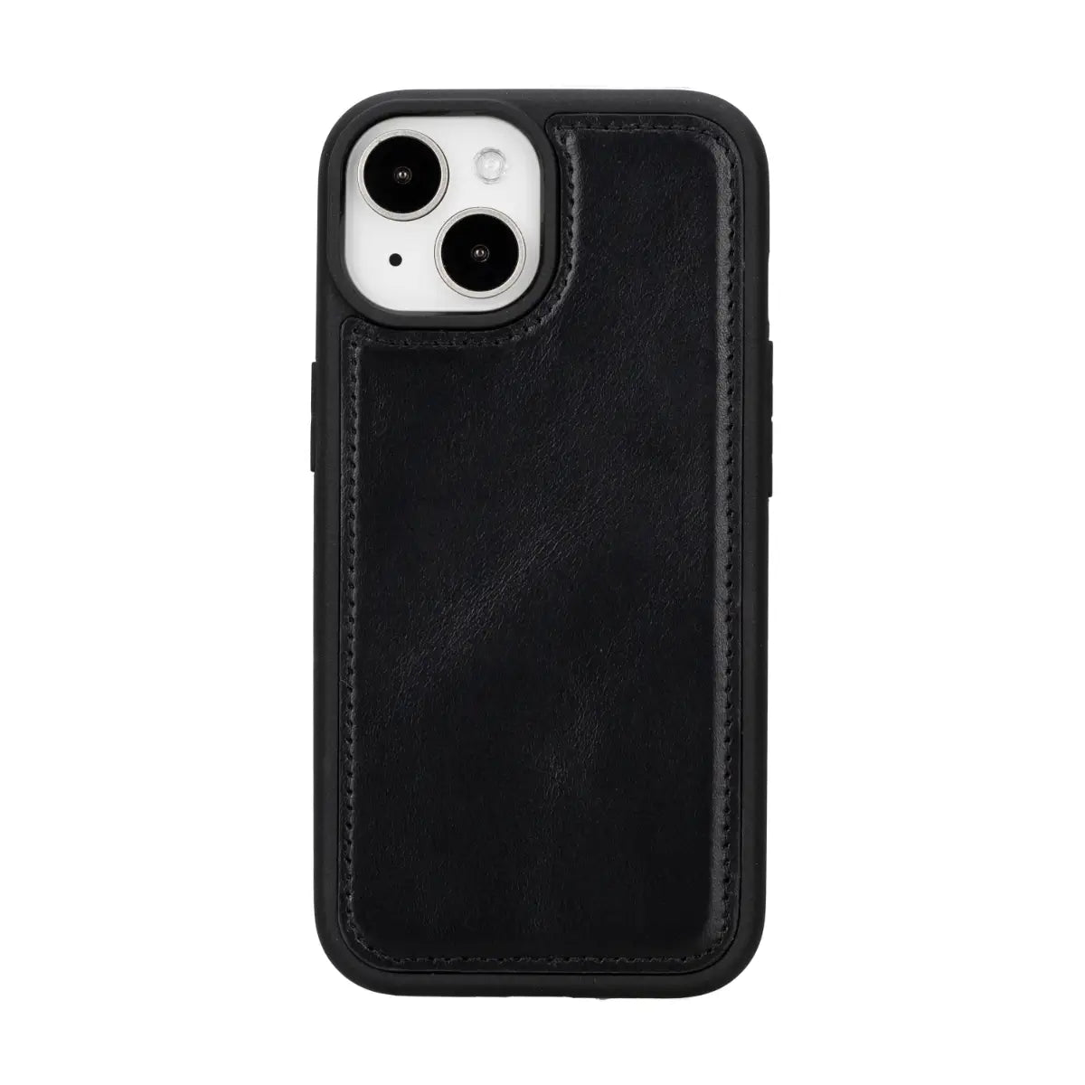 Black Leather Wallet Case for iPhone 15