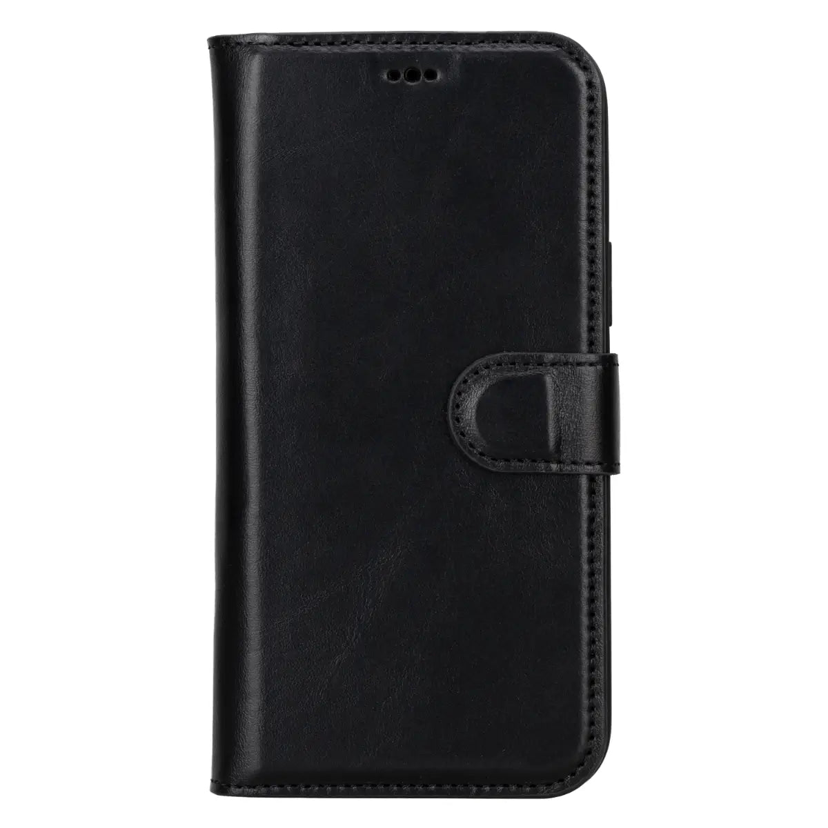 Black Leather Wallet Case for iPhone 15 Plus