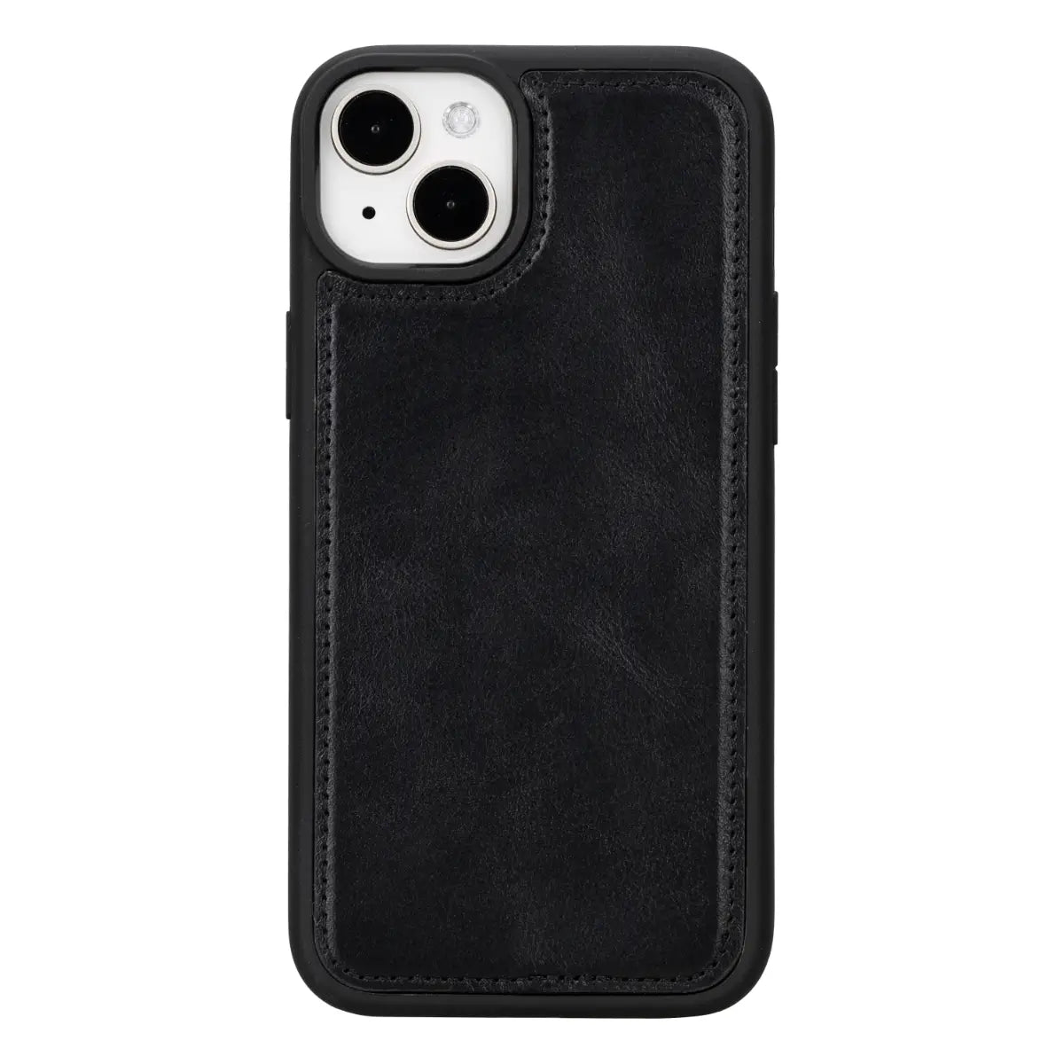 Black Leather Wallet Case for iPhone 15 Plus