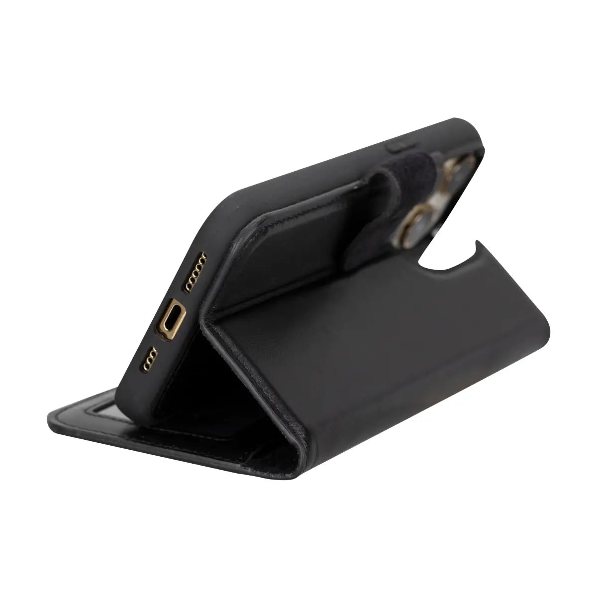 Black Leather Wallet Case for iPhone 15 Pro Max