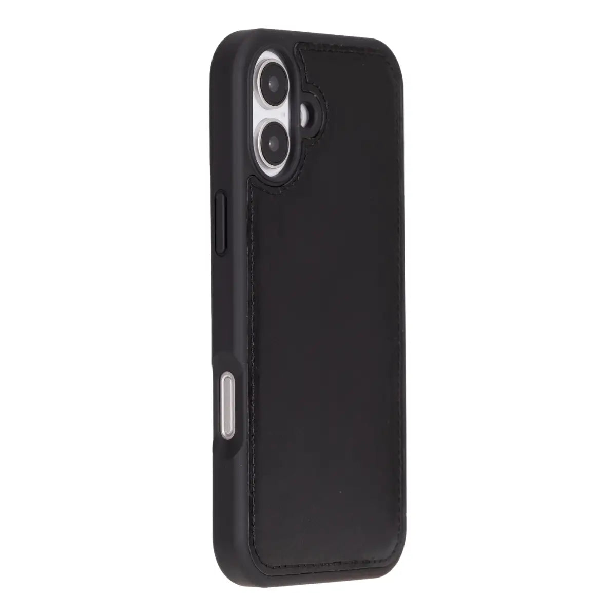 Black Leather Wallet Case for iPhone 16