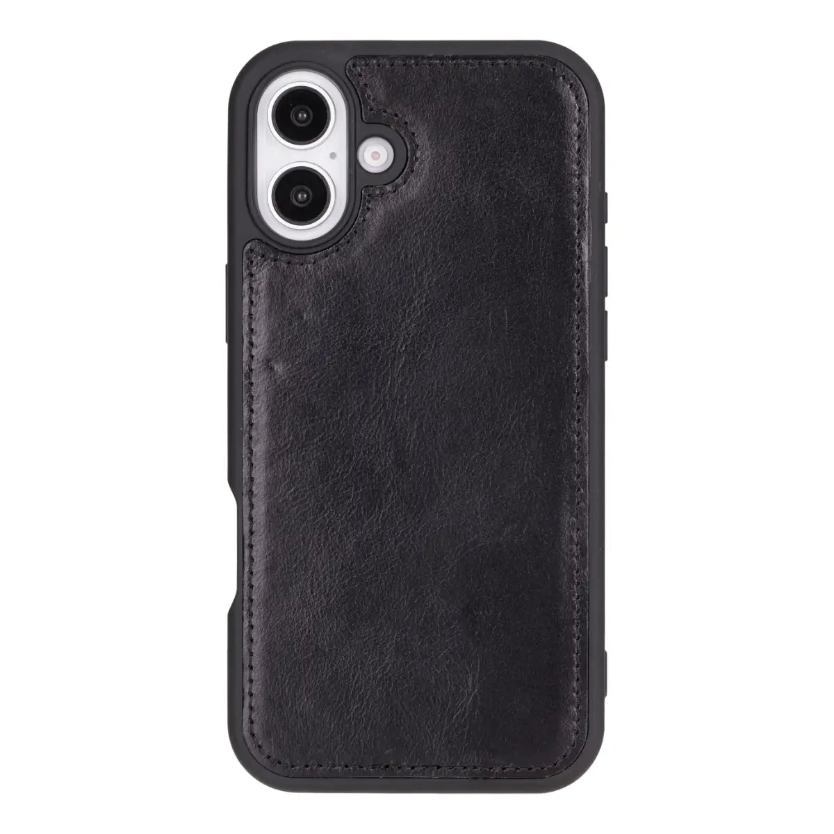 Black Leather Wallet Case for iPhone 16