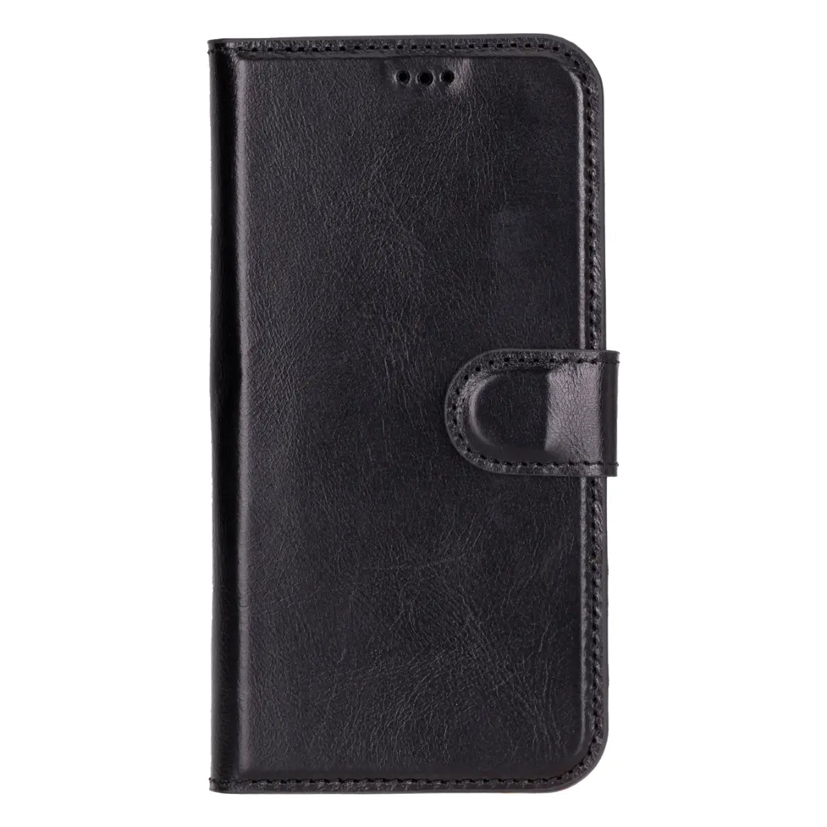 Black Leather Wallet Case for iPhone 16 Plus