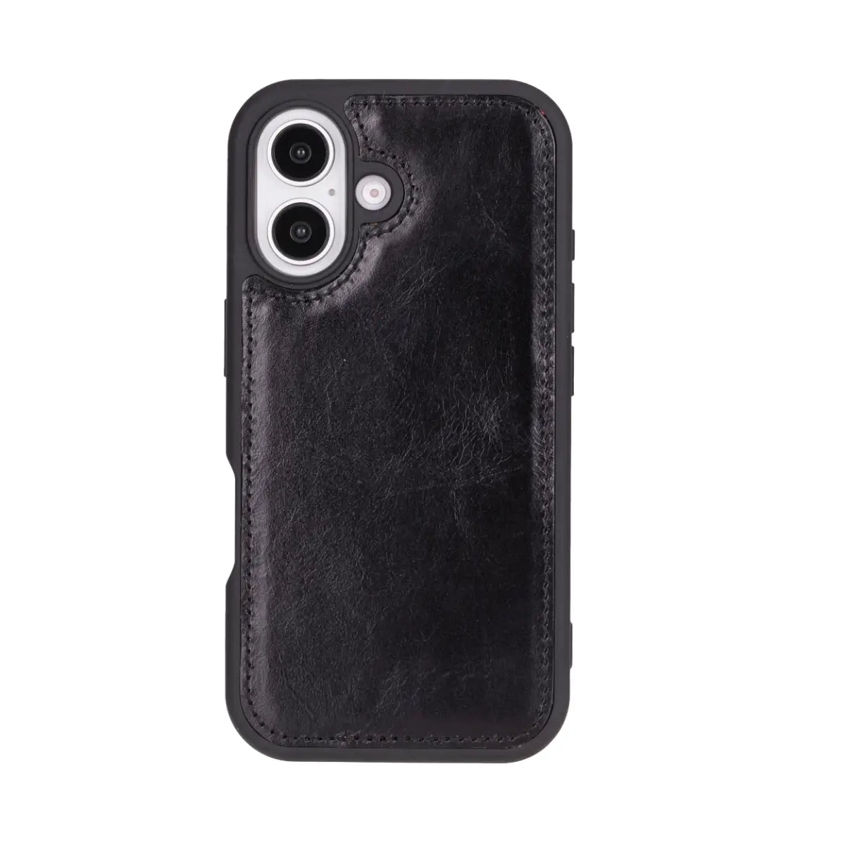 Black Leather Wallet Case for iPhone 16 Plus