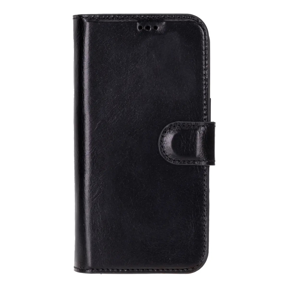 Black Leather Wallet Case for iPhone 16 Pro