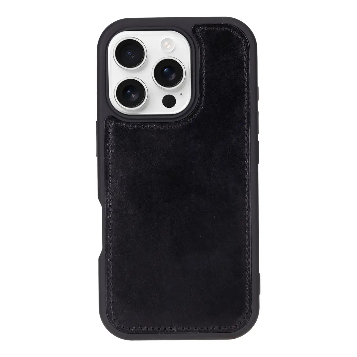Black Leather Wallet Case for iPhone 16 Pro
