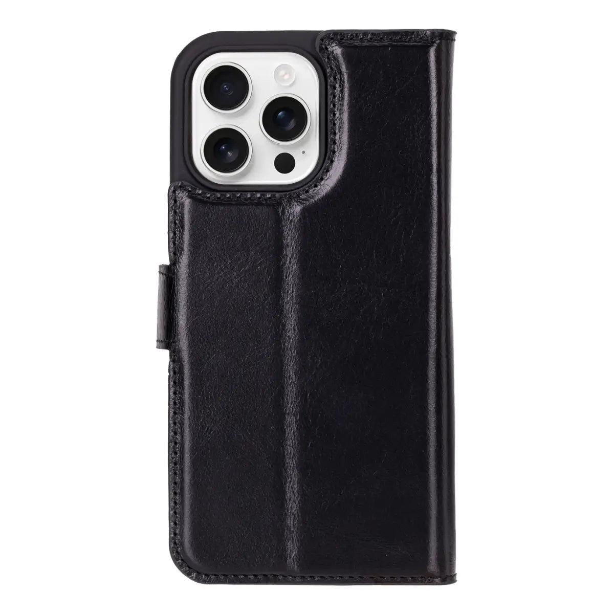 Black Leather Wallet Case for iPhone 16 Pro Max