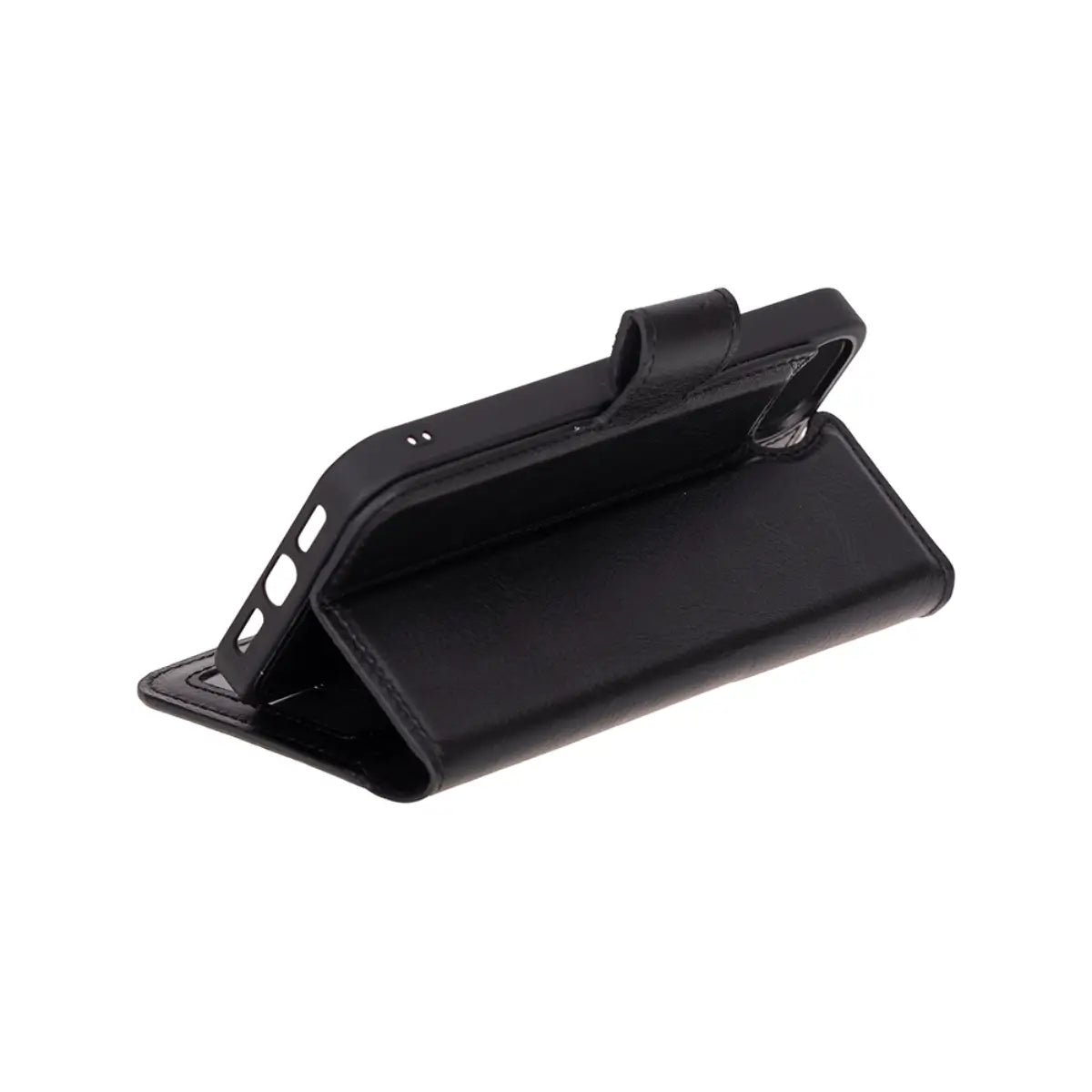 Black Leather Wallet Case for iPhone 16e – O2 Leather