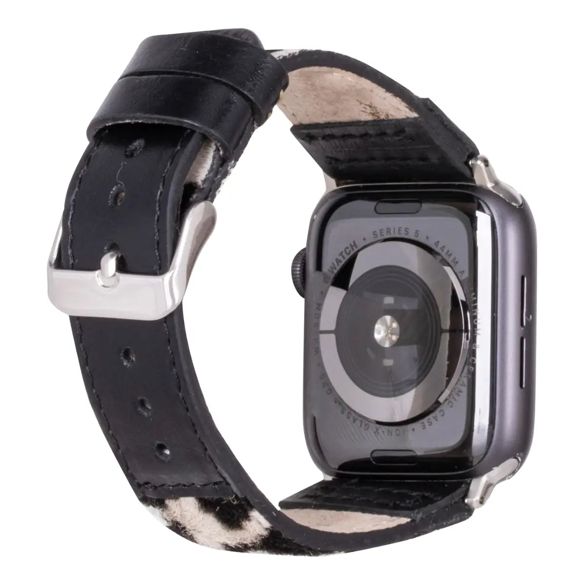 Black Leopard Pattern Leather Sport Apple Watch Band