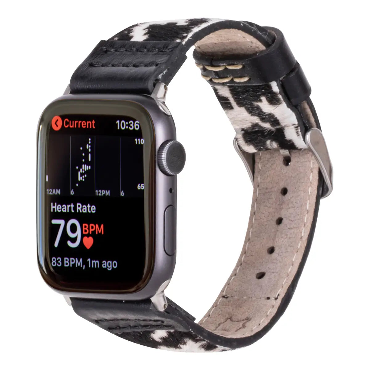 Black Leopard Pattern Leather Sport Apple Watch Band